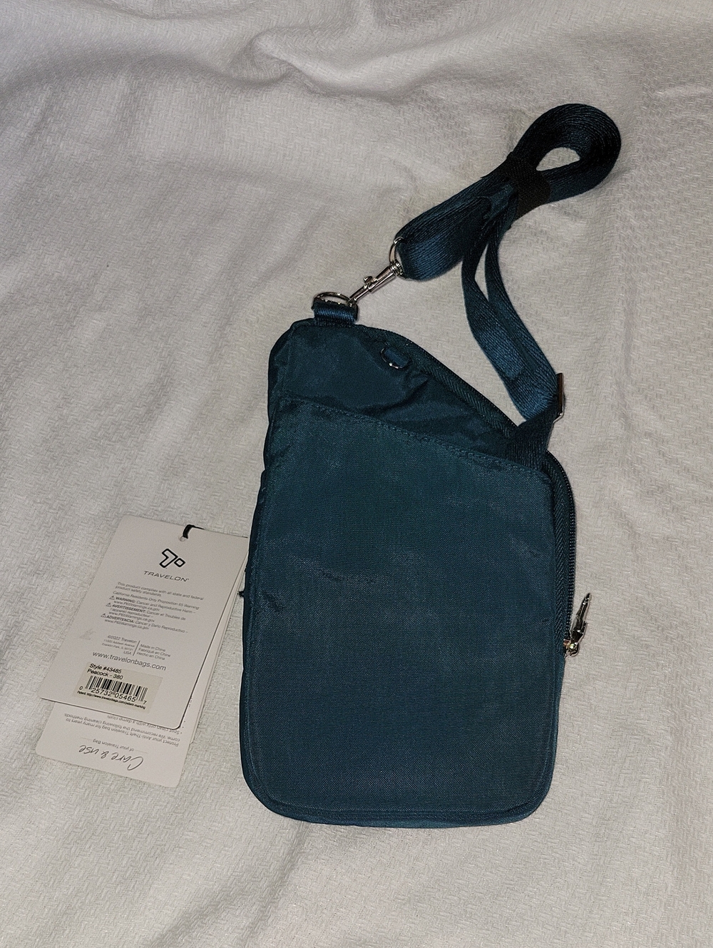 Travelon Essentials Mini Asymmetric Crossbody Bag Peacock NWT - Picture 6 of 8